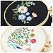 Caydo 2 Pack Embroidery Kit for Beginners with Instructions, 2 Embroidery Clothes with Floral Pattern, Embroidery Hoops, Color Threads and Tools
