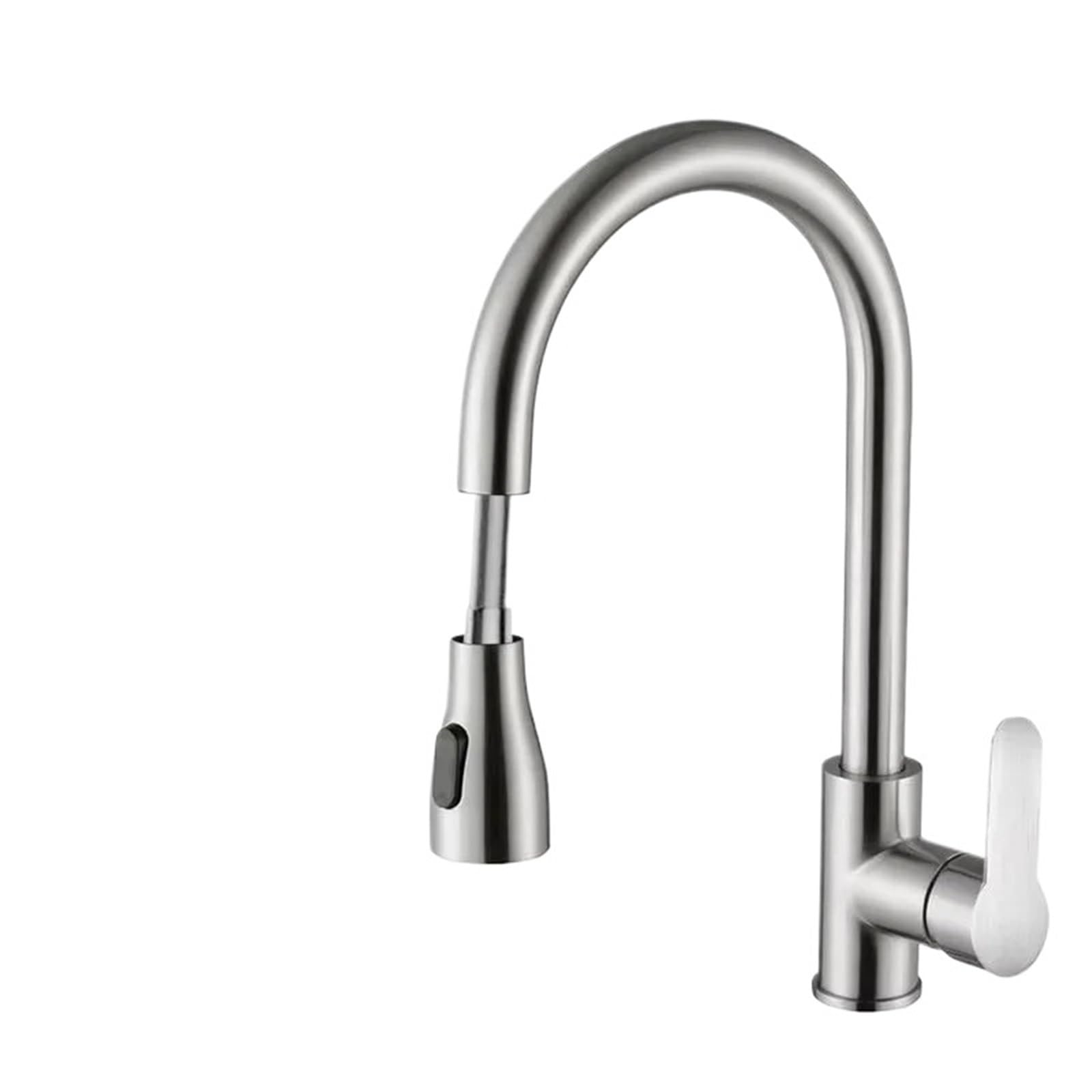 Kitchen Faucets Brushed Nickel Pull Out Kitchen Sink Water Tap Deck Mounted Mixer Stream Sprayer Head Cold Taps Sliver(Brushed)