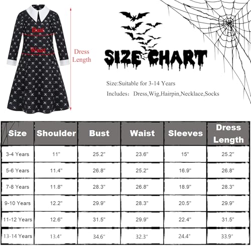 Enccfoeo EN044 7Pcs Kids Halloween Costume Girls Skull Printed Black Dress Famlily Cosplay thumb #5