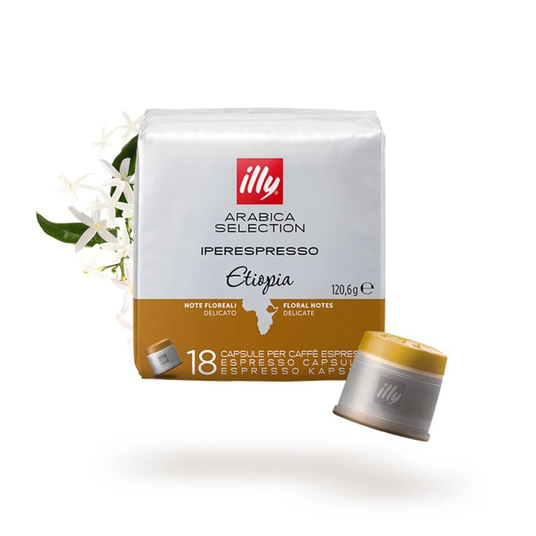 illy Café, selección de café arábica de lujo, cápsulas iperespresso, Etiopía, 1 paquete de 18 cápsulas