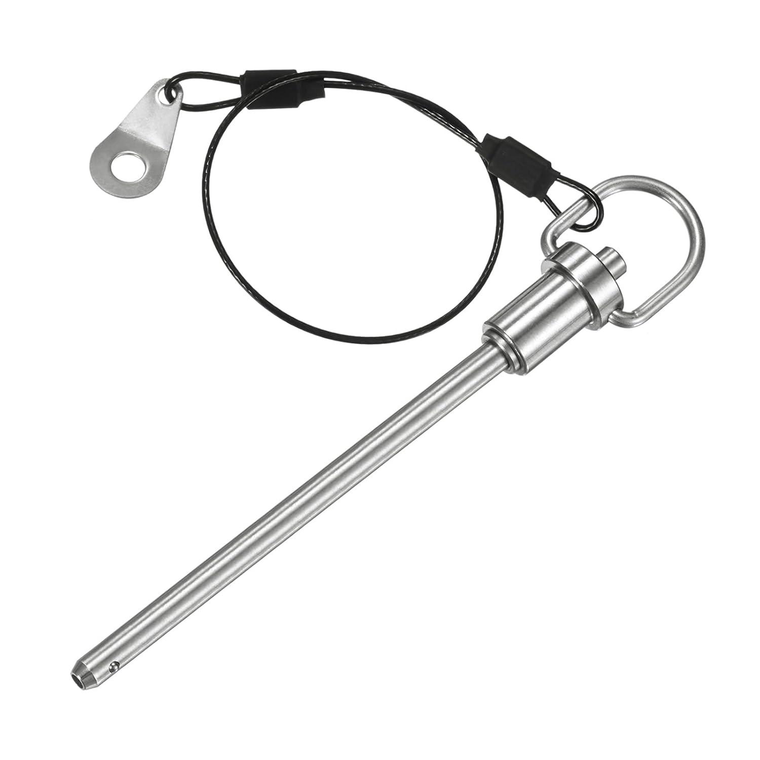 Push-Button Ball Locking Pin, 3/16" [5mm] Dia., 25/32"[20mm] Usage Length Ring Quick Release Lock Pins W Lanyard Cable for Speaker/Aviation/Gym/Machine [304 Stainless Steel]
