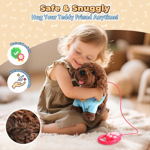 TONZE Hund Spielzeug Kinder Mit Leine Der Läuft und Bellt Spielzeug Ab 2 3 4 Jahre Mädchen Dog Spiel Interaktiver Laufender Hund Für Kinder Junge Mädchen 2 3 4 Jahre Geschenkideen