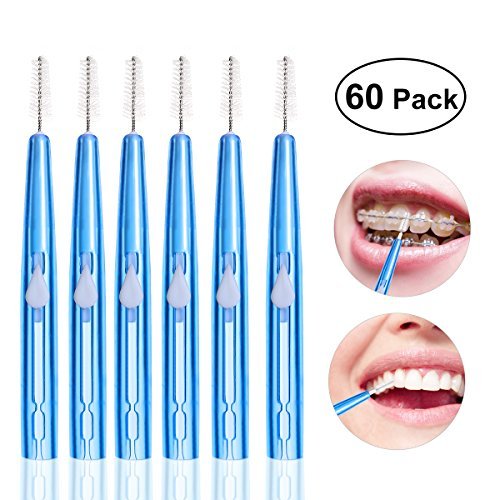 ROSENICE Spazzolino interdentale scovolini dentali pennello interdentale filo interdentale per denti Igiene orale 1.5mm 60pcs (blu)