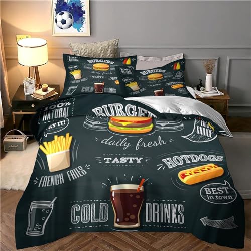 Housse de couette douce et confortable motif fast-food