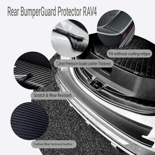 Image of Rear Bumper Protector for Toyota RAV4 2016-2019, Precision Fit | Precision carbon fiber guard for 2016-2019 RAV4. Scratch /UV /water-proof, no residue, no curl, easy tool-free install