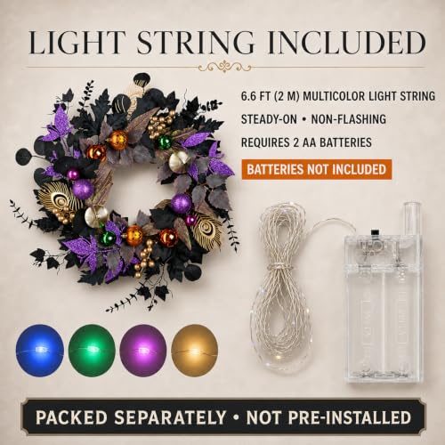 22-Inch Black and Purple Halloween Wreath - image 6