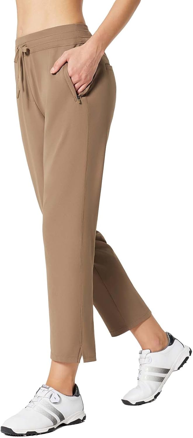 baleaf Women's Golf Pants with Pockets Petite Stretch Work Pant High Waisted Sweatpants for Travel Athletic