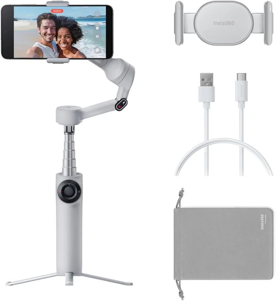 Insta360 Flow 2 Gris - Stabilisateur Pliable pour Smartphone alimenté par l'IA, Suivi de Plusieurs Personnes, trépied et Perche à Selfie intégrés, contrôle à Distance, stabilisateur iPhone/Android : Amazon.fr: High-Tech