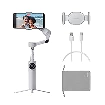 Insta360 Flow 2 Grigio: Gimbal Pieghevole IA per Smartphone, Tracciamento IA e di Gruppo, Treppiede, Selfie Stick Integrato, Controllo Remoto, Stabilizzatore iPhone, Android, Viaggi & Vlog