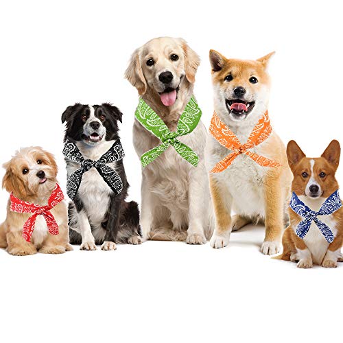MOOB Dog Bandana Cat Bibs, Scarf for Pet 5 Pcs Washable Cotton Triangle Kerchief,Accessories for Small to Large Dogs Cats Pets,