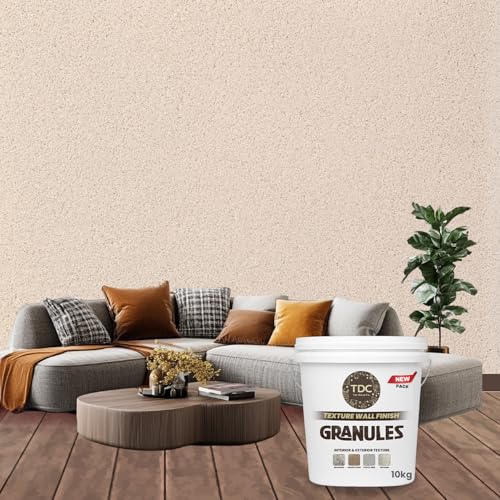 Image of The Decor Co. Marble Texture Wall & Floor Paint with 3D Designer Stone and Granite Luxury Finish Washable Water Resistant Acrylic Emulsion for Interior Exterior Home Decor DIY (1Pc, 10kg, Light Cream)