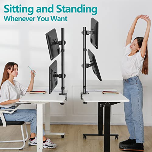 Mount Pro Vertical Dual Monitor Stand, Stacked Monitor Mount For 2 Monitors Up To 32 Inches, Computer Monitor Arm With Swivel, Tilt, Height Adjustable, Each Monitor Desk Mount Holds Up To 17.6 Lbs #TOP1