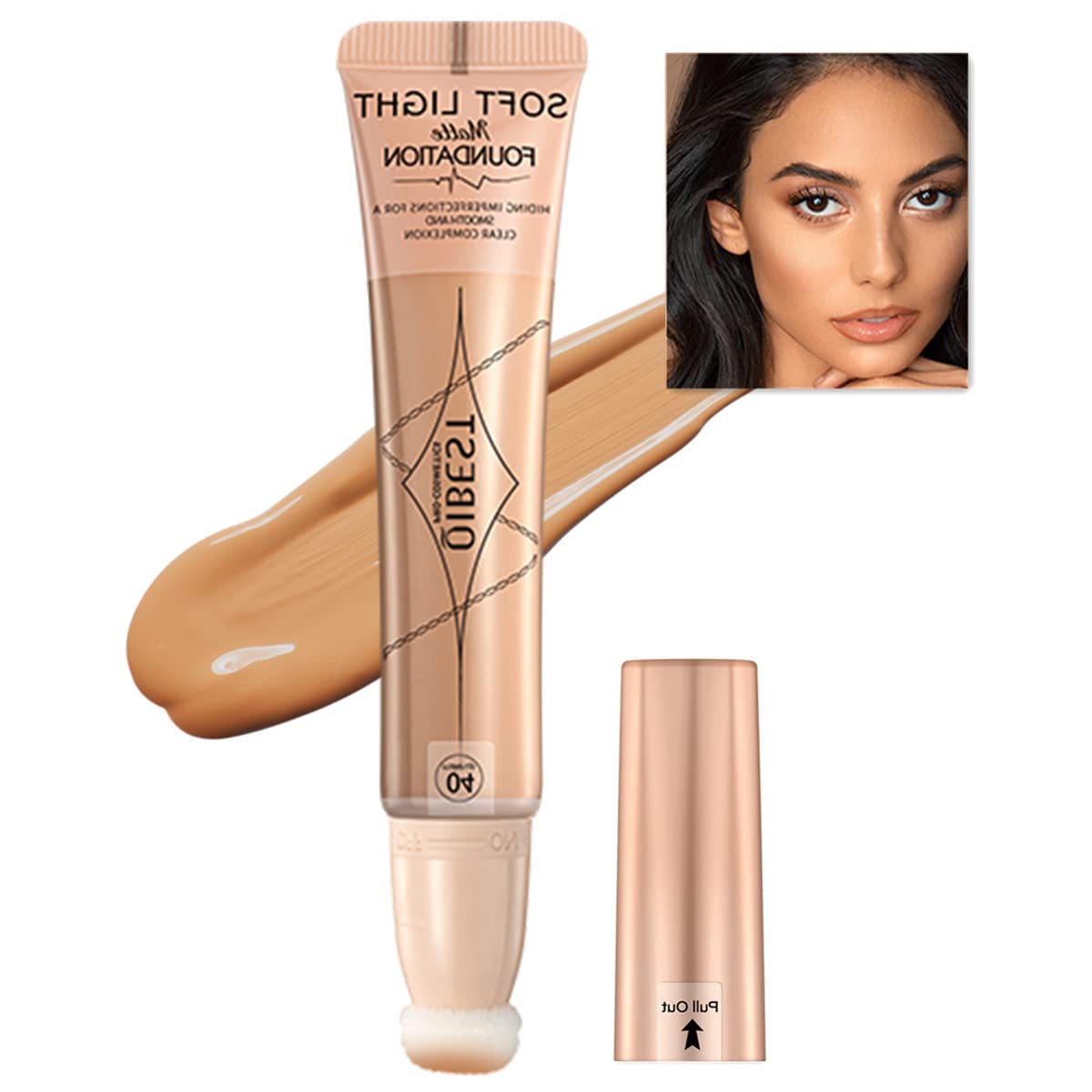 Base de Maquillaje de Cobertura Total, Base de Maquillaje Líquida Mate con Aplicador de Cojín, Base de Maquillaje Hidratante Mate Impermeable de Larga Duración (04#TRIGO)