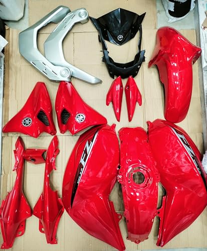 Image of Motorcycle Full Body Kit Red Black Compatible with FZ V2 | Complete ABS Fairing Panel Set | OEM Fit Replacement Body Panels | Durable Stylish Exterior Kit