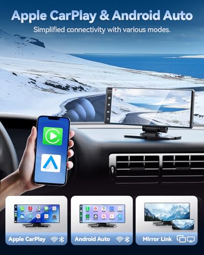 Carplay Screen for Car, 8.1" HD Portable Touch Screen Car Stereo with Android Auto, 4K Dash Cam, 1080P Backup Camera, GPS Navigation, Mirror Link, Bluetooth, AUX, FM Transmitter - Image 4