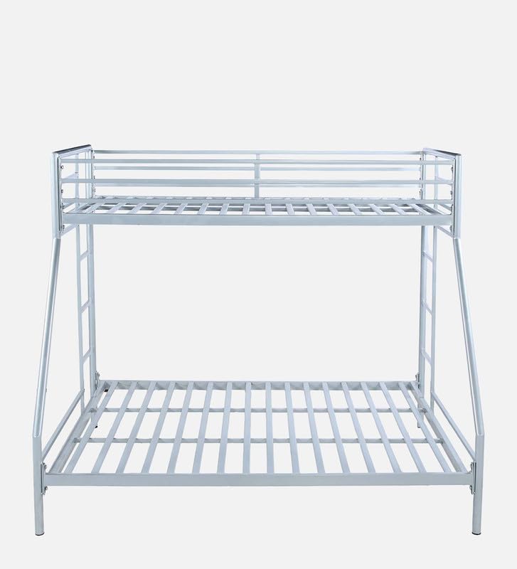 Image of Twin Over Twin Metal Bunk Bed | Bunk Bed Without Storage for Kids & Adult | Double Decker Cot for Kids Room | Space-Saving | Metal Bunker Cot (Mattress Not Included) (Silver Grey M)