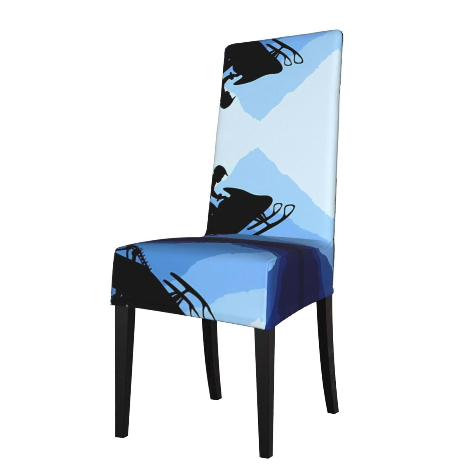 Hjfczh Black Snowmobile Prints Dining Chair Throw Covers – Stretchy Spandex Furniture Layers For Refreshing Your Space - No Ironing Needed