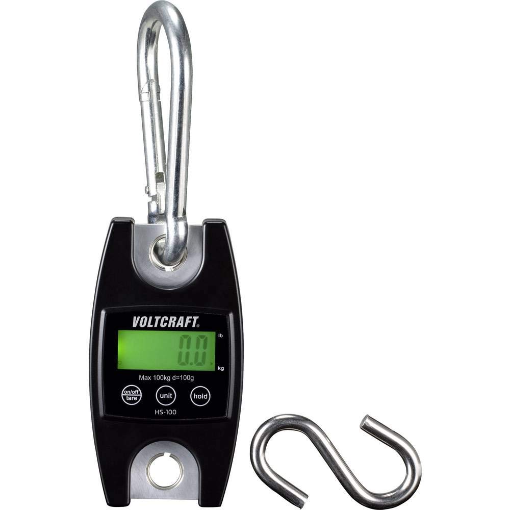 VOLTCRAFT HS-100 Hängewaage HS-100 Wägebereich (max.) 100 kg Ablesbarkeit 100 g batteriebetrieben Schwarz