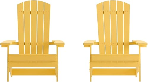 Miniatura 18 de Flash Furniture Charlestown – Silla plegable Adirondack de poliresina para interiores o exteriores, resistente a la intemperie, color negro