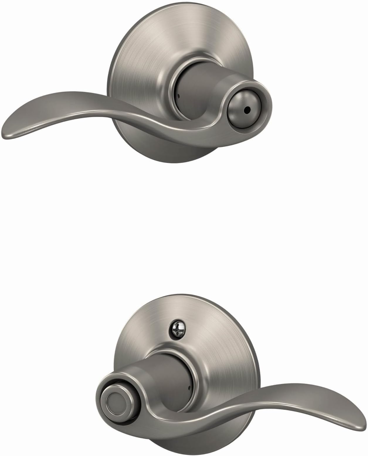 SCHLAGE F40 Acc 619 Accent Door Lever, Bed &amp; Bath Privacy Lock, Satin Nickel (Pack of 8)
