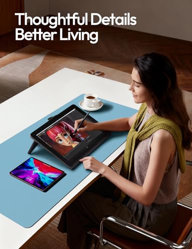 Image of YSAGi Leather Desk Protector, Office Mat, Large Mouse Mat, Non-Slip PU Leather Blotter, Laptop Desk Mat, Waterproof Writing Pad for Office and Home (Sea Blue, 47.2 inch x 23.6 inch)