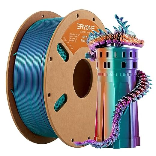 ERYONE Silk Tri Color PLA Filament 3D Printer 1.75mm +/- 0.03mm, Multicolor Filament Tricolor PLA 1KG(2.2lbs) Cardboard Spool, Purple&Blue Purple&Burnt Orange