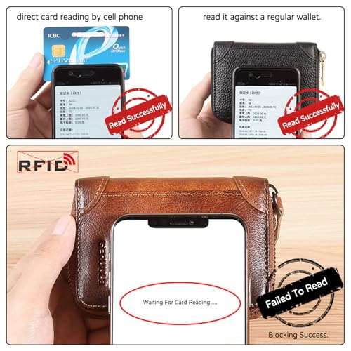 PORRASSO Card Bag Cowhide Wallet Men Coin Purse RFID Blocking Card Case Portable Card Holder Coin Bag Pouch with 12/20/30/45 Card Slots Black D4