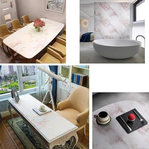 Image of Self Adhesive Marble Wallpaper Kitchen Oil Proof & Waterproof Wallpaper for Cabinet Makeover, Almirah, Plastic & Tabletop, Wardrobe (60x200cm) (Orange)