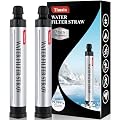 2 Pack Timain 4-Stage Filtration,High Flow Rate Water Filter Straw,Water Purifier Survival for Emergency Kits,Travel,Camping, Hiking,Fishing,Hunting (2)