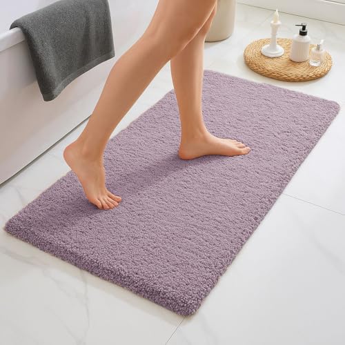 Image of Amazon Brand - Solimo Premium Anti-Slip Microfibre Bathmat | 50cm x 120cm | Dusty Lilac | 2000 GSM | Super Absorbent | Anti-Skid | Quick Dry | Machine Washable