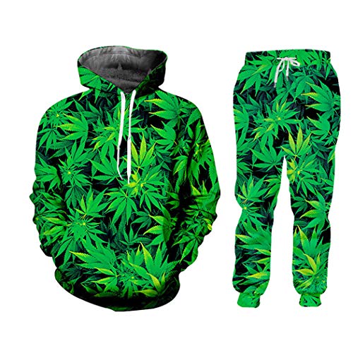 Fulbhprint Casual Streetwear Sweatshirt And Pants Green Hemp Leaf Weed 3D Crewneck Hoodie Pullovers Men Women Tracksuit Hspa01824 Xl #TOP2