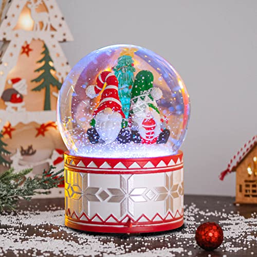 Christmas Snow Globe Gnome Musical - Gnome Water Snow Globes with 5 Colors Light Change Music Box Home Christmas Decor for Kids Golden Goblin Snow Globes 5.7’’2024 New
