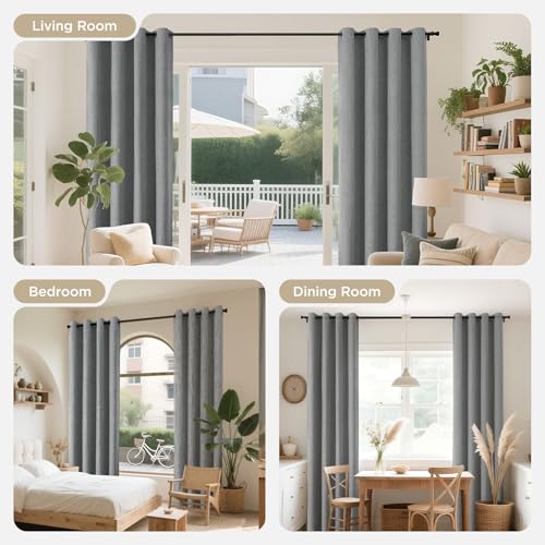 Image of Joydeco Light Grey Blackout Curtains 84 Inches Long, Curtains 84 Inch Length 1 Panel for Bedroom, Thermal Insulated Linen Black Out Curtains with Grommets(100x84, Light Grey)