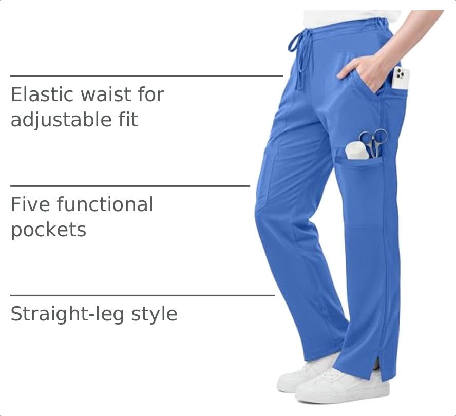 Image of 4-Way Stretch Rayon Blend Scrub Pants Women Mid Rise Relaxed Fit 31 inch Inseam