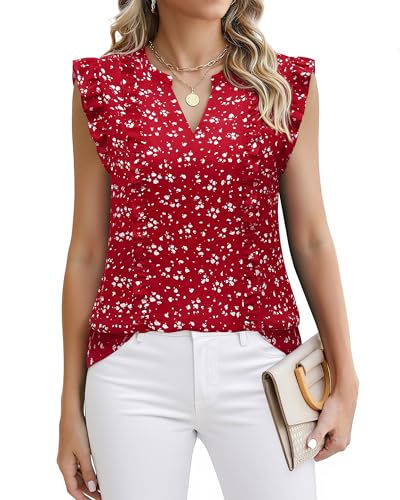 Timeson Women's Tops Dressy Casual Sleeveless Business Work Blouses Chiffon Office Tanks4