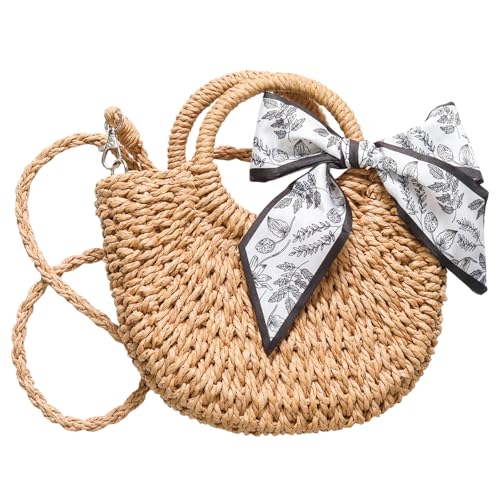 Bolso de hombro tejido, bolsa cruzada de paja para mujer miniatura 1