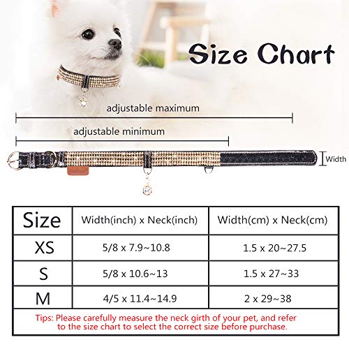 Image of Cat Collar, Dog Collar, [Bling Rhinestones] PU Leather with Pendant Adjustable Collars for Small Dog and Cat Small Black