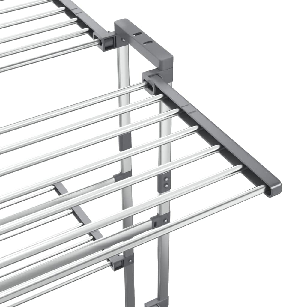 Wäscheständer 2 Etagen mit Rollen silber Aluminium 60x70x106 cm klappbar faltbar platzsparend mit Flügel für Balkon Bad Garten Camping zum Trocknen von Wäsche und Kleidung