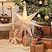 Produktbild SALCAR LED Weihnachtsstern Beleuchtet Fenster 55cm, Papierstern Weihnachten mit E14 Lampe, 3D Leuchtstern Stehend Adventsstern mit Eisensockel Fuß, Weiß
