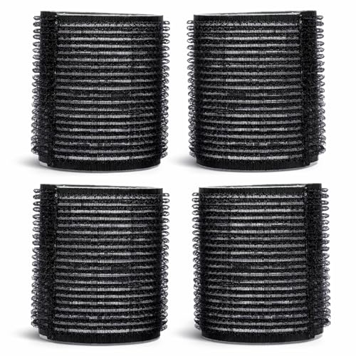 4pc Large Hair Rollers for Volume & Bouncy Curls - Self Grip Styling Rollers for Long & Short Hair Heatless Curlers for Lift Body & Waves Lightweight & Travel Friendly