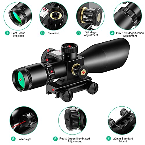 Midten 2.5-10X40 Red Green Illuminated Mil-Dot Scope With Red/Green Laser Combo thumb #1