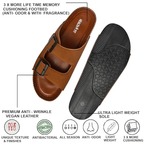 Image of HEALTH FIT Comfortable & LightWeight | Fashionable & Everyday Stylish & Durable Design Slip-on Style Flip Flops for Gents 3075