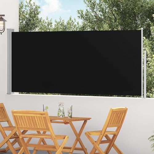 Homgoday Garten-Seitenmarkise 300x120cm Grüngrau/Schwarz - UV-beständig, automatisch einziehbar Markisen und Sonnenschutz für den Außenbereich, Gärten und Innenhöfe. Model45359