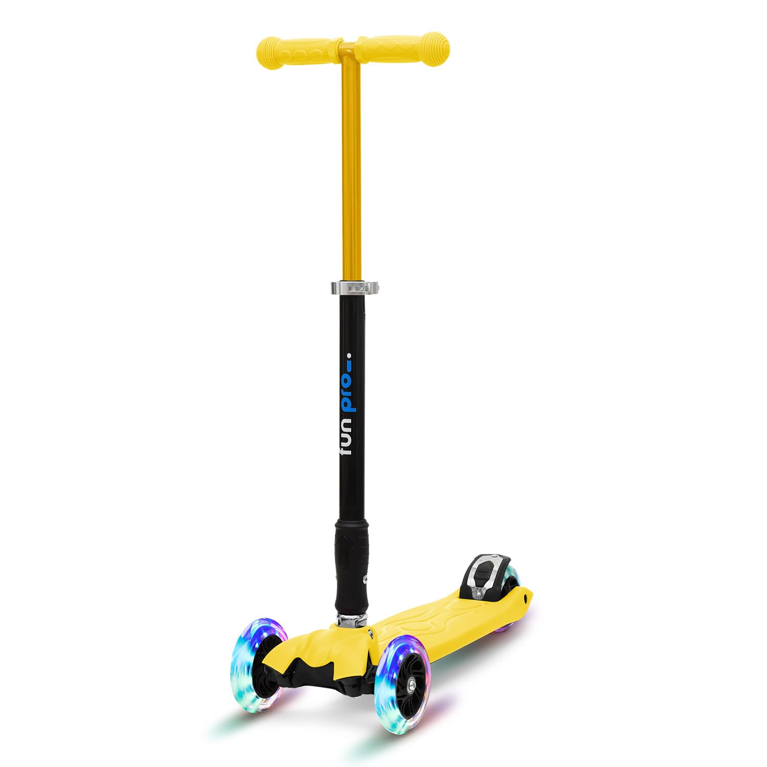 Fun Pro Two Patinete Niño y Niña con 3 Ruedas con Luces LED Arcoiris, para Niños Mayores de 5 Años, Patinetes Drección por Gravedad, Manillar Altura Ajustable, Scooter Plegable para Niñas y Niños
