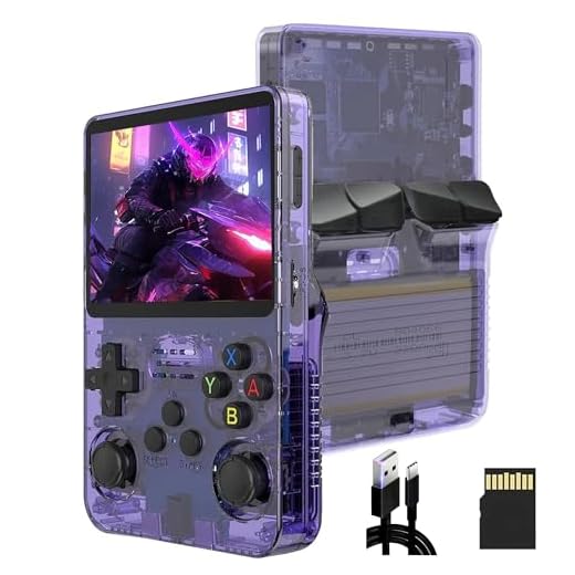 R36S Console Retro Game Portatile aggiornata, Funzione di Archiviazione Manuale, Pulsanti Ergonomici, Oltre 15.000 Giochi Classici Retrò Supporto per l'aggiunta di Altri Giochi (Viola/64G)