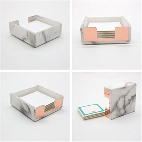 Miniatura 5 de MEI YI TIAN Memo Note Cube Holder Marble Texture Bloc de notas Dispensadores de papel Oro Rosa Moderno Oficina Hogar Escuela Suministros Organizador