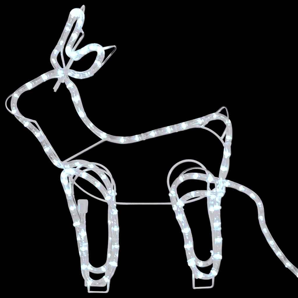 ACAGALA 576 LED Reno con trineo, 16 metros de tubo de luz, 2 unidades de figuras navideñas para exterior e interior, iluminación de Navidad blanco frío para casa, patio, jardín, porche