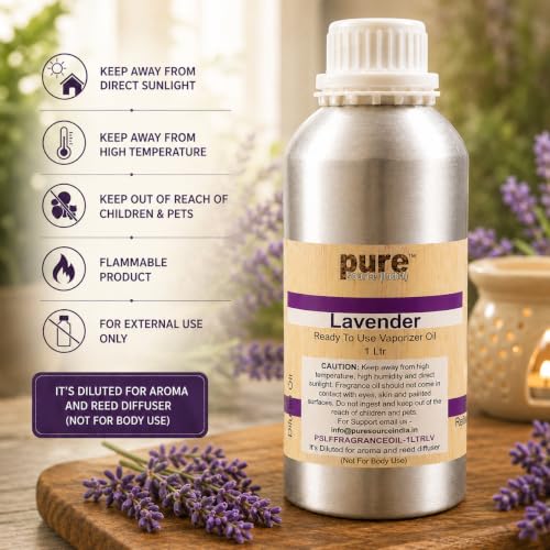Image of Pure Source India Lavender Fragrances Vaporizer Oil Suitable for aromatherapy, Candle Making, Diffuser oil (1L)