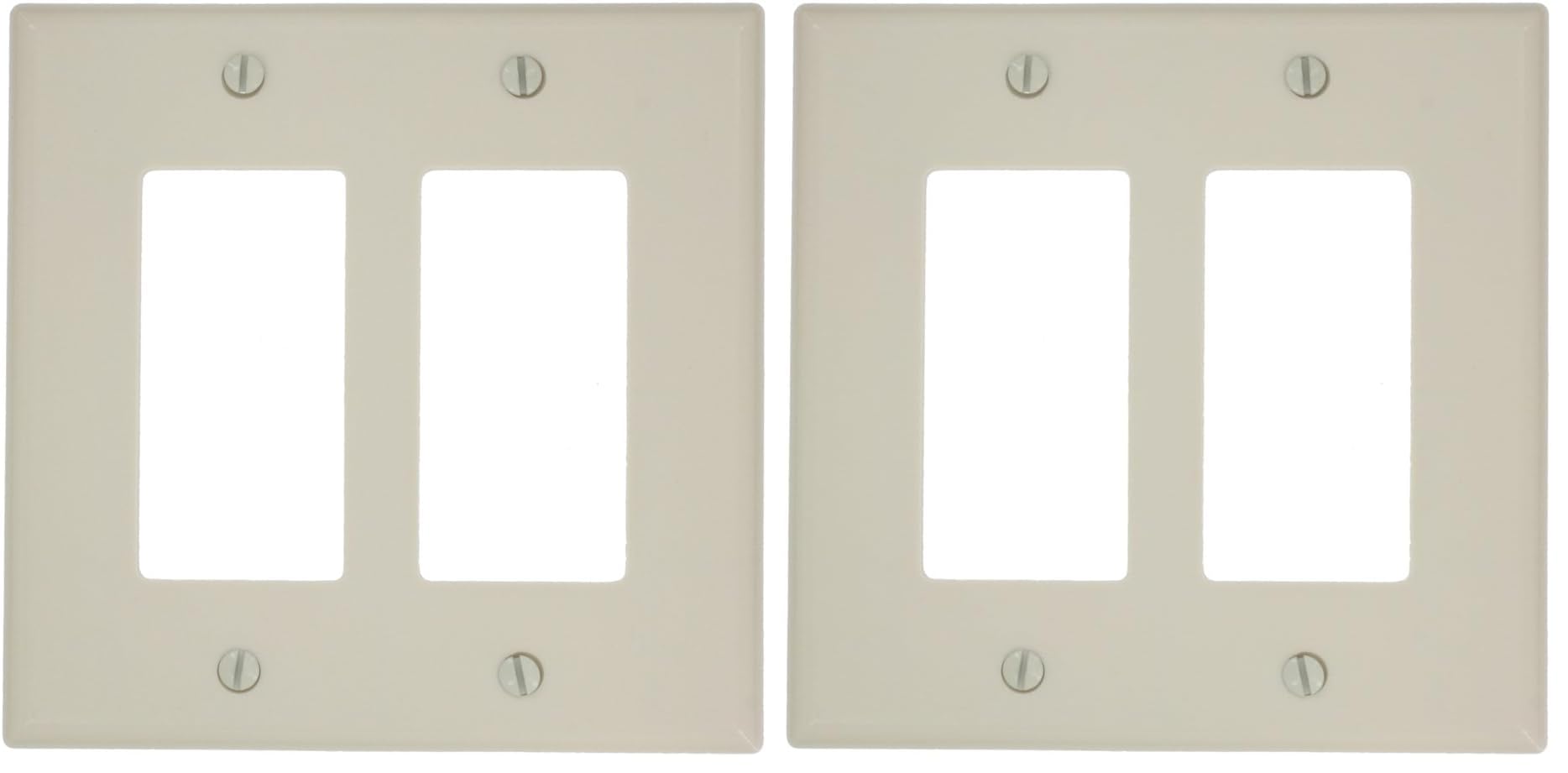 Leviton 80609-T 2-Gang Decora/GFCI Device Wallplate, Light Almond (Pack of 2)