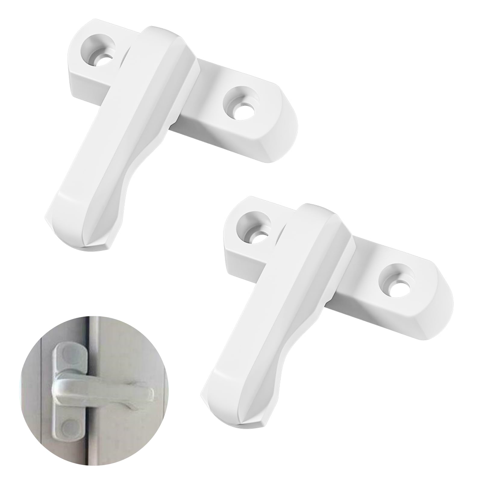 2 Pcs Sash Jammers for UPVC Doors, Sash Jammers Window Locks with Screws, Extra Security Locks for Various UPVC/PVC Doors & Windows, Indoor & Outdoor (White)